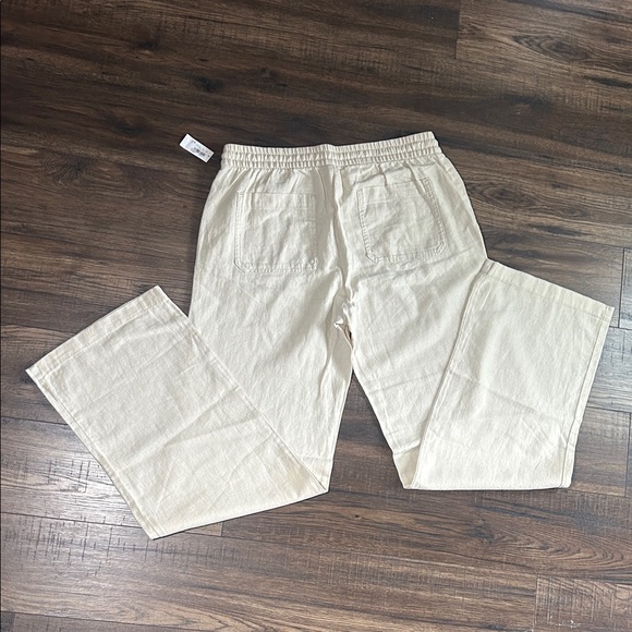 Old Navy NWT Size Medium Tall Beige Linen High-Waisted Wide Leg Pant 33.5 Inseam - Picture 3 of 6
